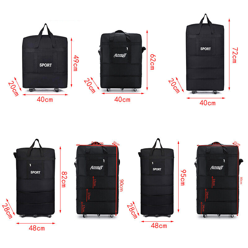 Large Capacity Foldable Luggage Trolley Bags Oxford Expendable Wheel Travel Bags