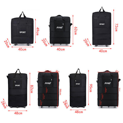 Large Capacity Foldable Luggage Trolley Bags Oxford Expendable Wheel Travel Bags