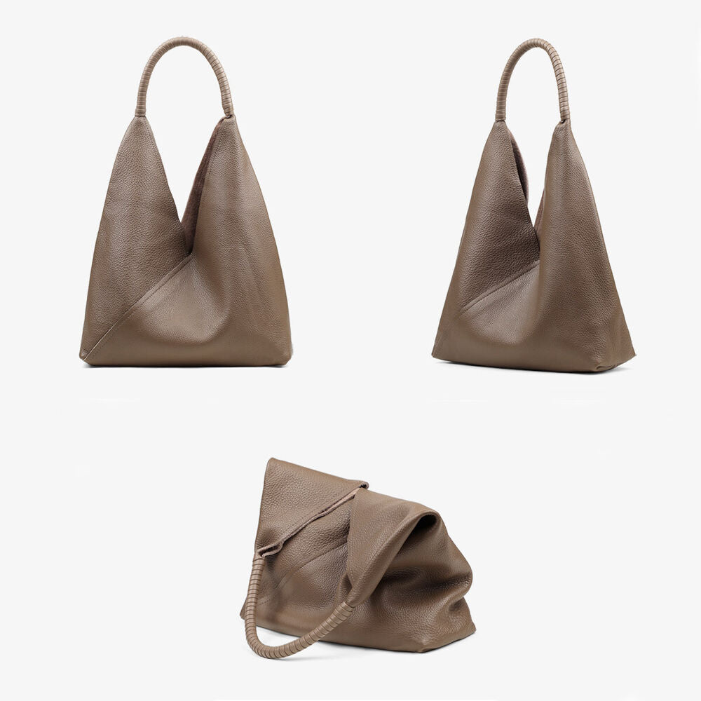 Genuine Cohide Leather Raw Edge Slouchy Tote Handbag Shoulder Bag Purse Fashion