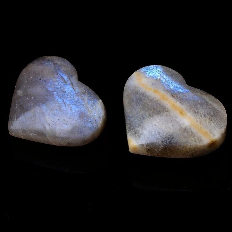 Healing Crystals Natural Moonstones Heart Hand-Polished Free Form Quartz 40-50mm