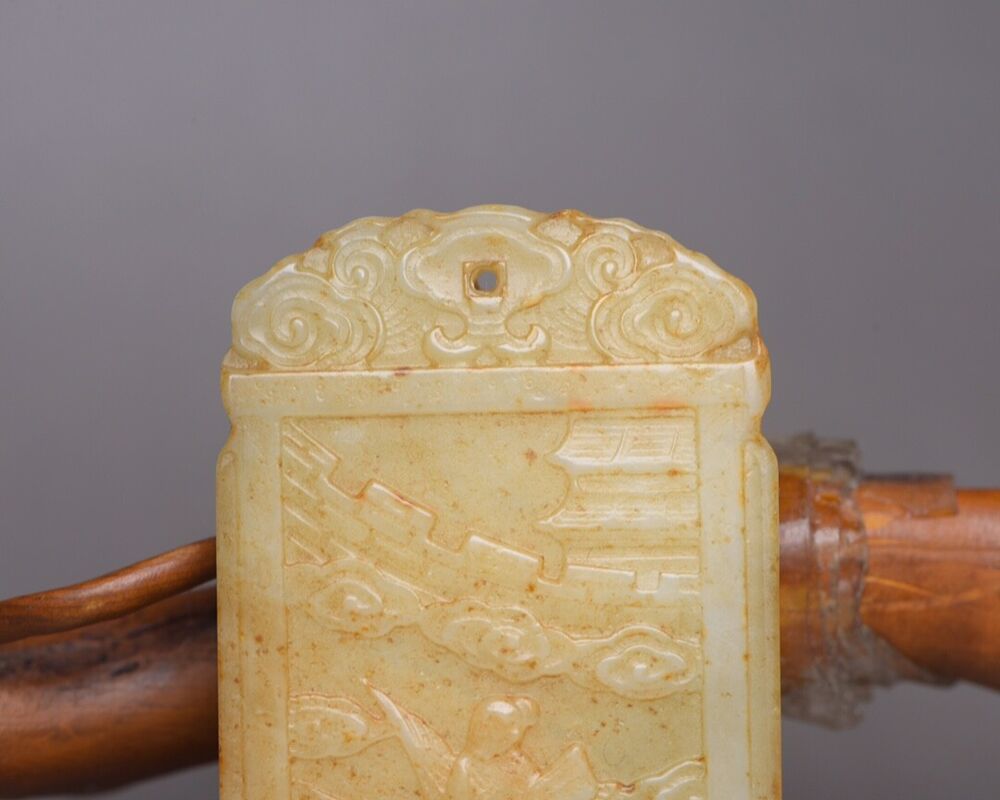 Chinese Beautiful Natural Hetian Jade Carving Figure Story Fine Pendant Jewelry