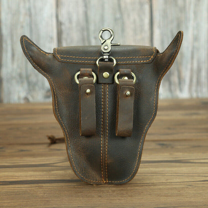 Designer Real Gain Leather Men's Vintage Bull Waist Bags Belt Bag & Fanny Pack