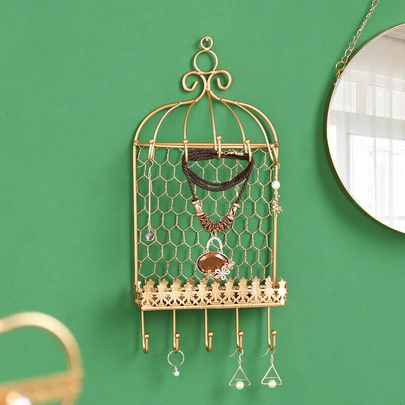 Jewelry Display Stand Metal Birdcage Cloud Wall Earrings Necklace Storage Holder