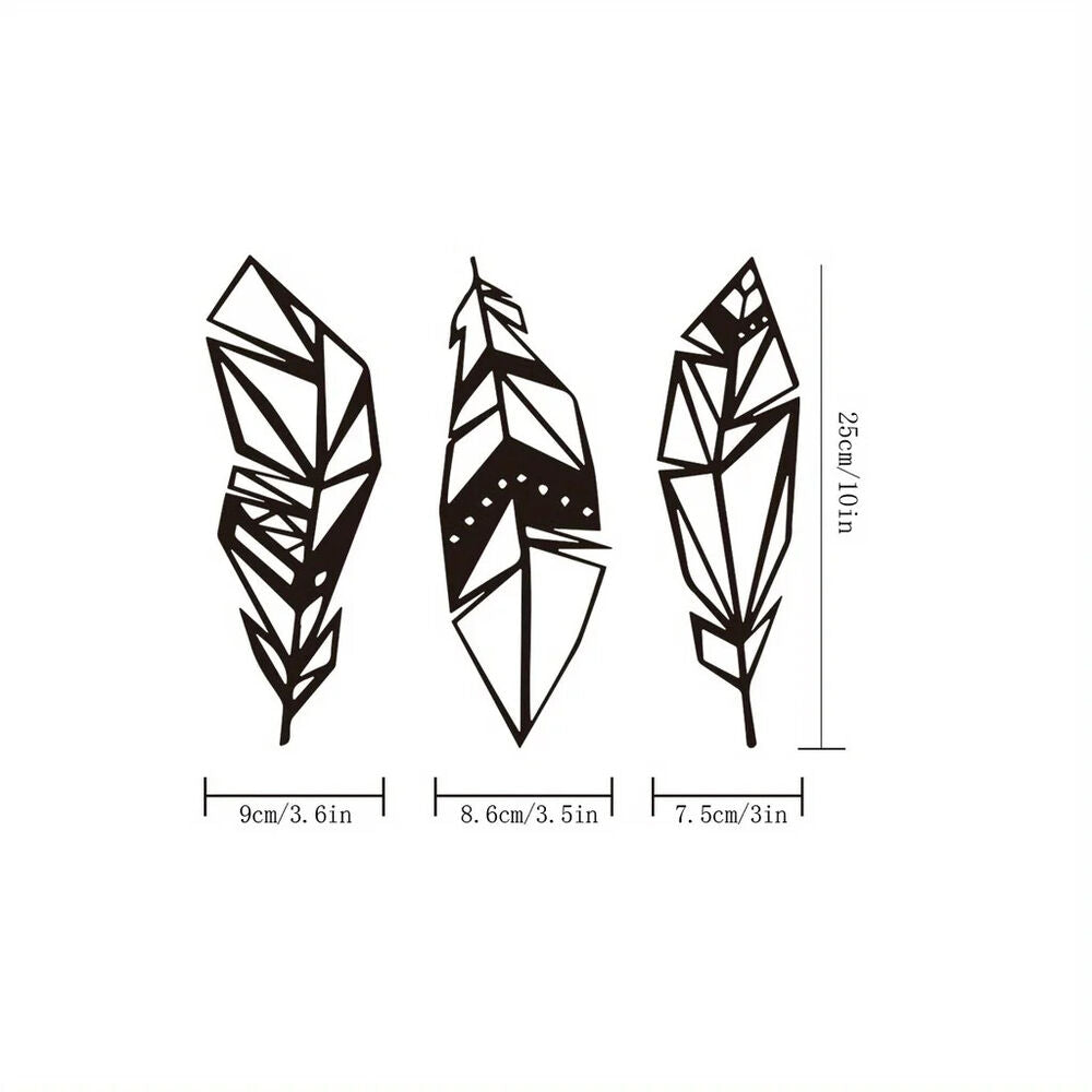 3pcs, Modern Feather Metal Wall Art - Stunning Home Decor for Room
