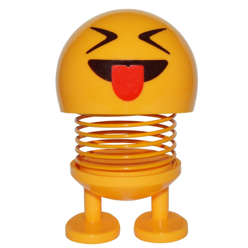 4-inch Smiley Face Bobblehead with Adhesive Feet for Mounting in Car, Cute Mini