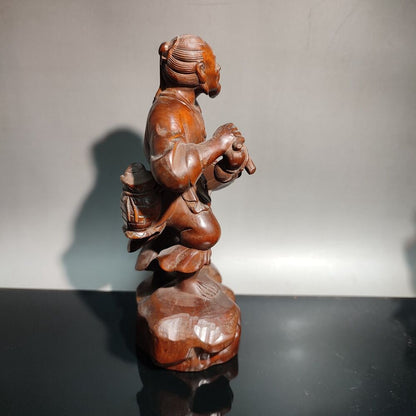 vintage wood wooden carved carving figure statue statuette fisherman sculpture