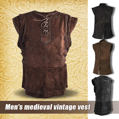 Men Medieval Buccaneer Vest Priate Costume Renaissance Steampunk Waistcoat Top