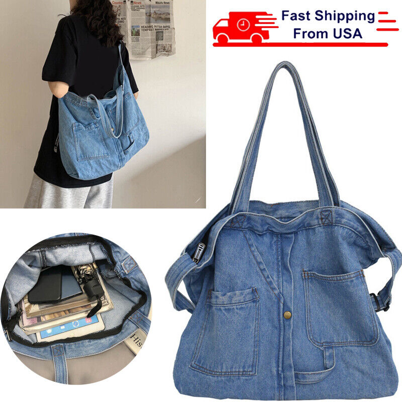 Women Denim Handbag Shoulder Crossbody Bag Tote Messenger Travel Satchel Purse
