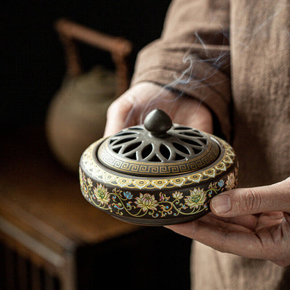 Chinese Incense Burner Ceramic Incense Bowl Indoor Buddhist Home Decor Tearoom