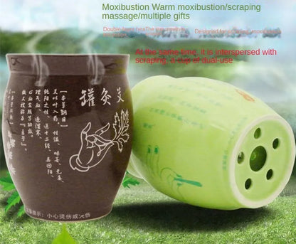 Moxibustion Can Moxa Scrapping Cup Chinese Ceramic Pot Massage Warm With Cover