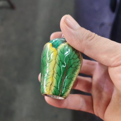 Chinese Porcelain Snuff Bottle Ceramics Vegetable Cabbage Statue Painting Gift