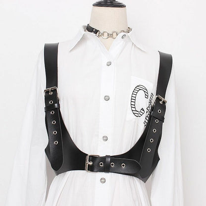 Women Personality Wide Straps Fashion Belt Unisex One Size Leather Black Buckles
