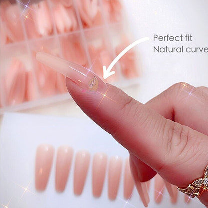 False Nail Tips Art 240Pcs Soft Gel Coffin Natural Extension Full Cover Press On