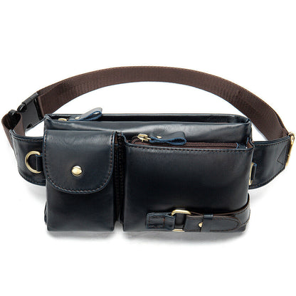 Retro Men's Real Leather Fanny Waist Pack Bag One Strap Backpack Sling Chest Bag