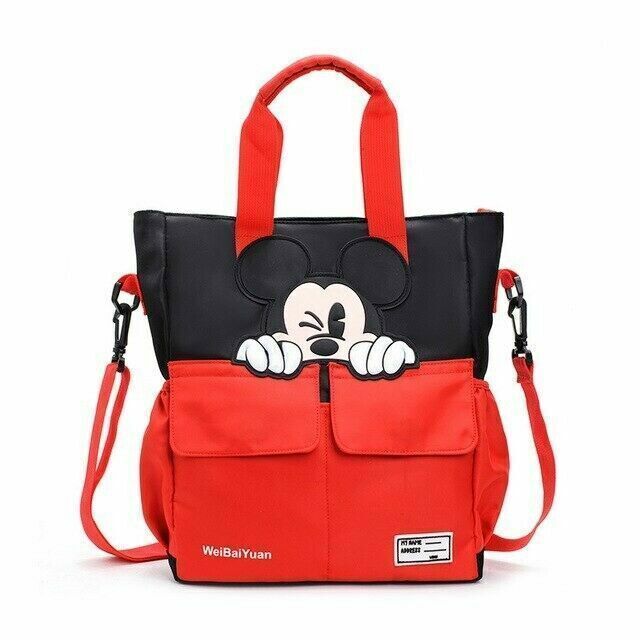 Disney Mickey Mouse Tote Bag Women Messenger bag Red Canvas Large Shoulder Bag