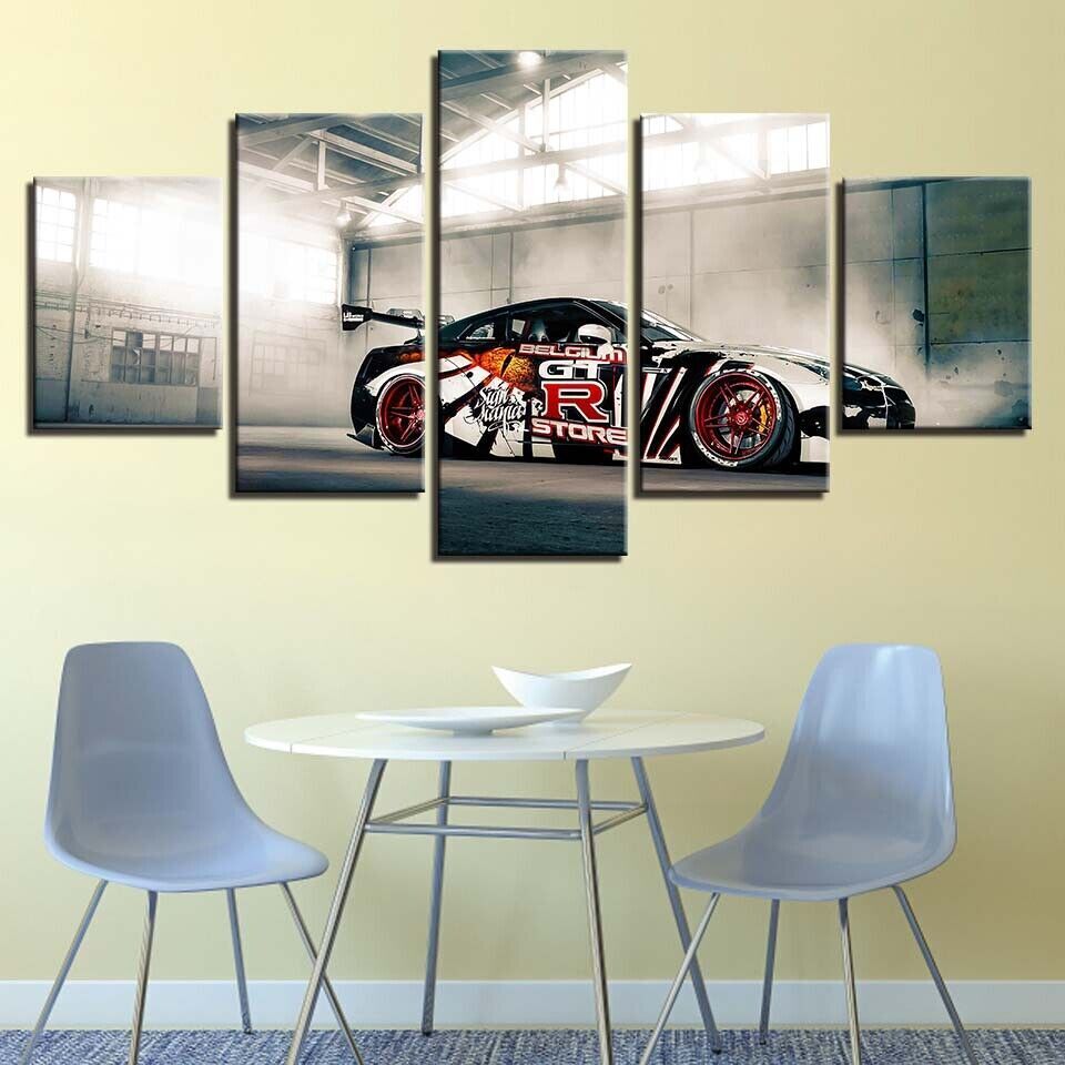 Nissan GTR Car Sport Car Canvas Prints Painting Wall Art Home Decor Poster 5PCS