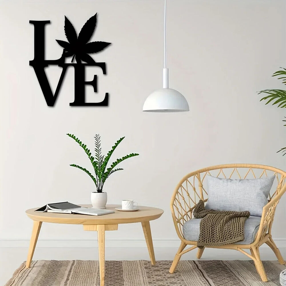 1pc Metal Marijuana Pot Leaf Art Wall Decor, Love Weed Metal Wall Decor, Metal