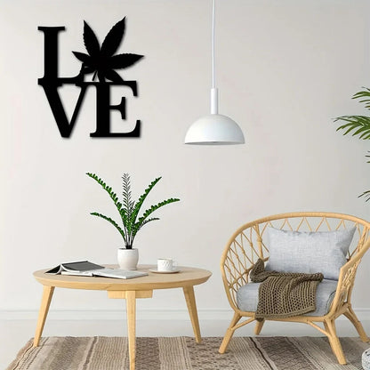 1pc Metal Marijuana Pot Leaf Art Wall Decor, Love Weed Metal Wall Decor, Metal