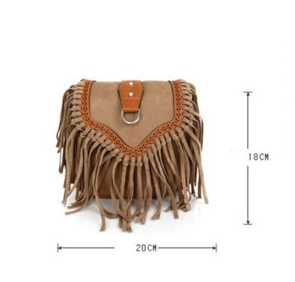 Bohemian Bag Spirit Tassel Crossbody Purse Retro Shoulder Bag 20*18*9 CM Canvas