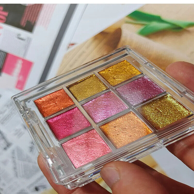 Nail Art Tool 9 Color Paint Solid Watercolor Handmade Acuarelas Palette Painting