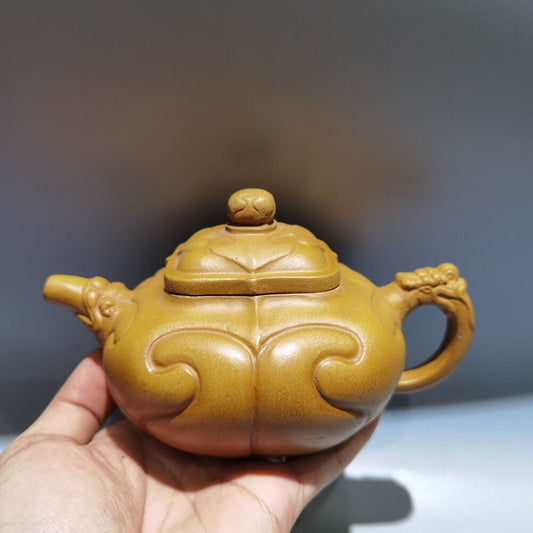 Vintage Chinese Yixing Purple Clay Teapot Zisha Ceremony Carving Collectible Art