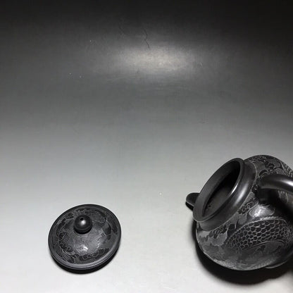 vintage chinese yixing purple clay teapot zisha ceremony carving Collectible art