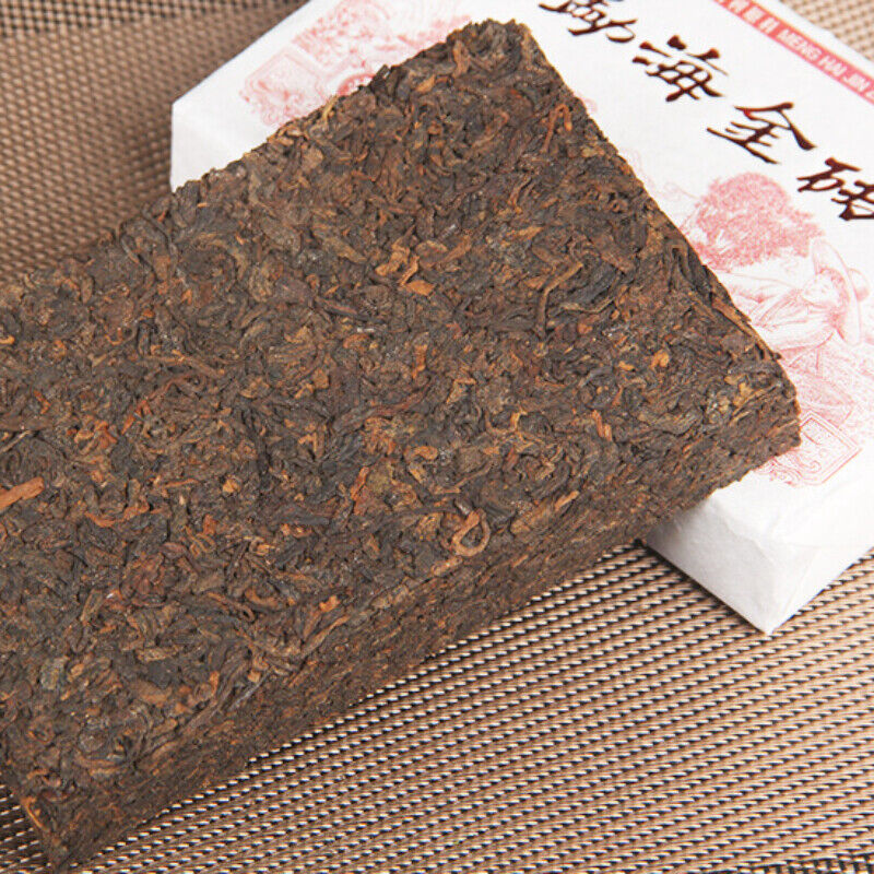 250g Ancient Tree Aged Tea Mellow Black Tea Menghai Golden Brick Ripe Pu'er Tea