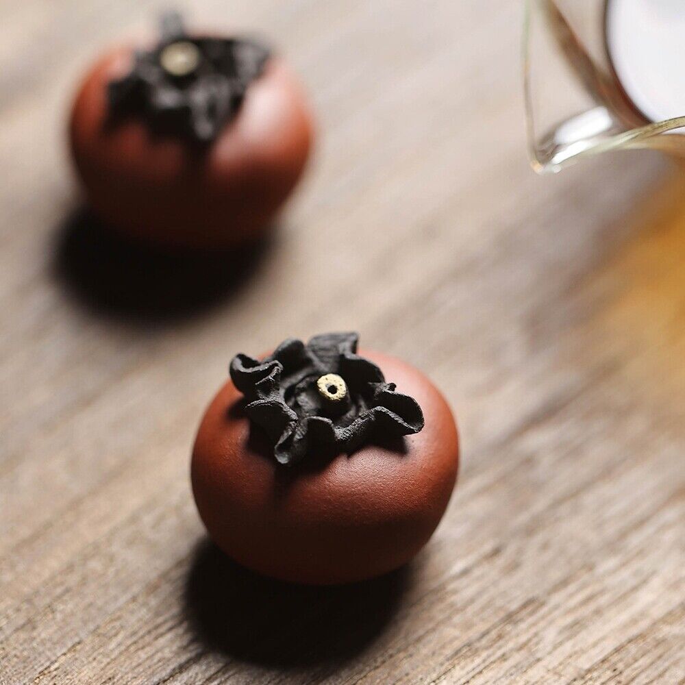 Persimmon Statue Small Size Yixing Zisha Clay Ornament Good Luck Handmade Craft