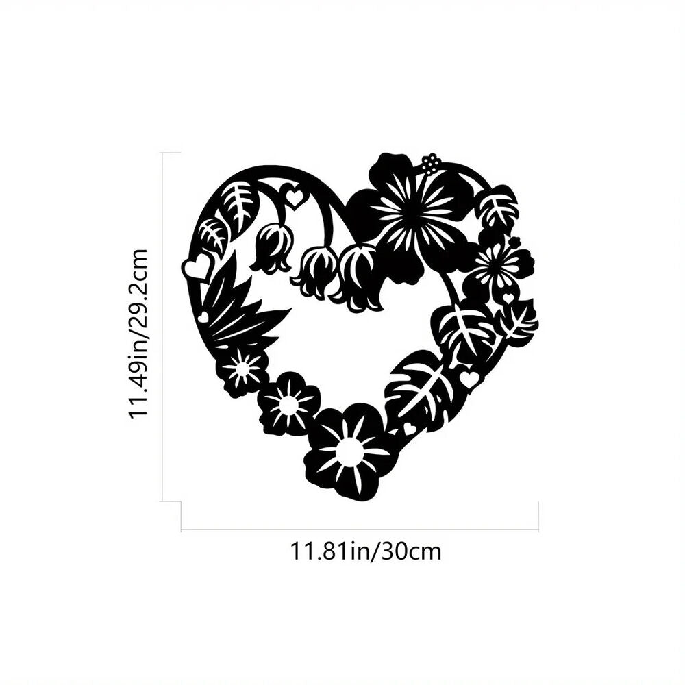 Metal Heart Garland Sign Metal Wall Decor, Black Modern Beautiful Heart