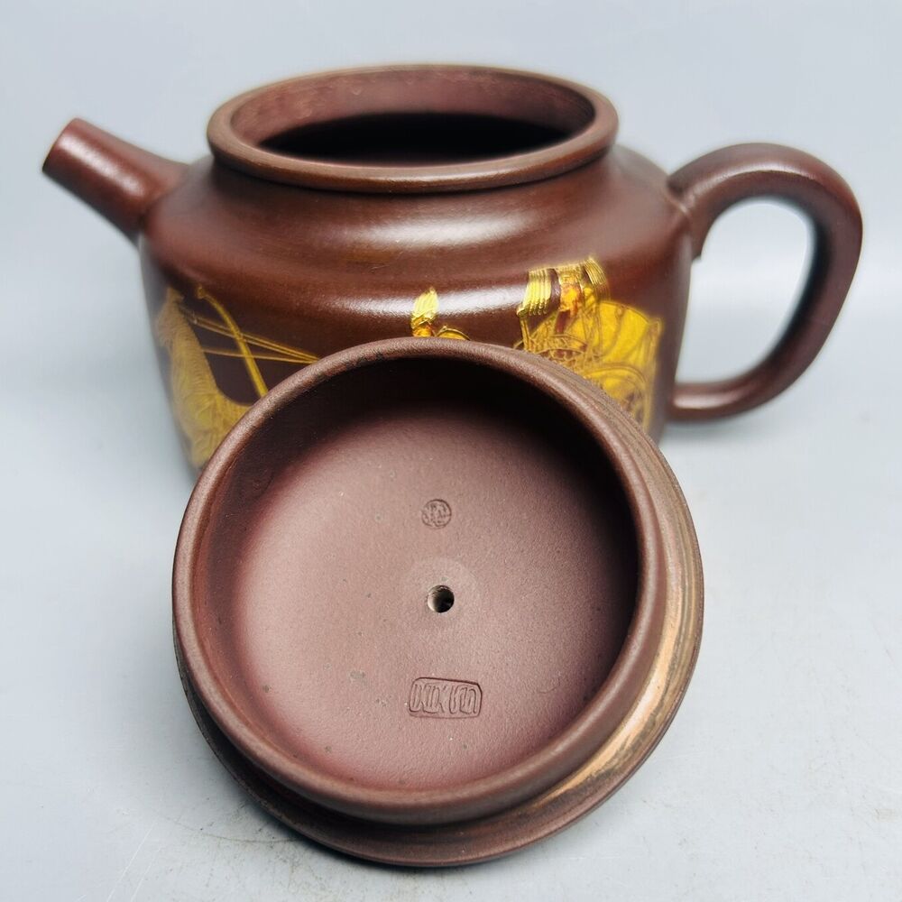 Chinese Yixing Purple Clay Teapot Zisha Ceramic Painted Figure Story Teaware Art