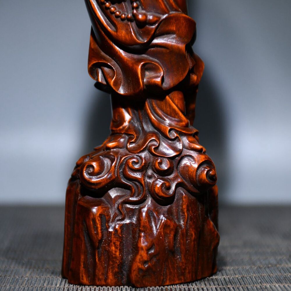 Wooden Carving Rosary Kwan Yin Statues Boxwood Sculptures Buddha Home Decor Art