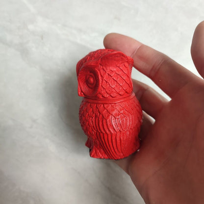 chinese lacquerware box Japan lacquerwork carved cute owl statue jewelry decor