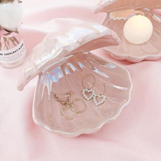 Nordic Ceramic Shell Pearl Lamp Romantic Creative Night Light for Bedroom