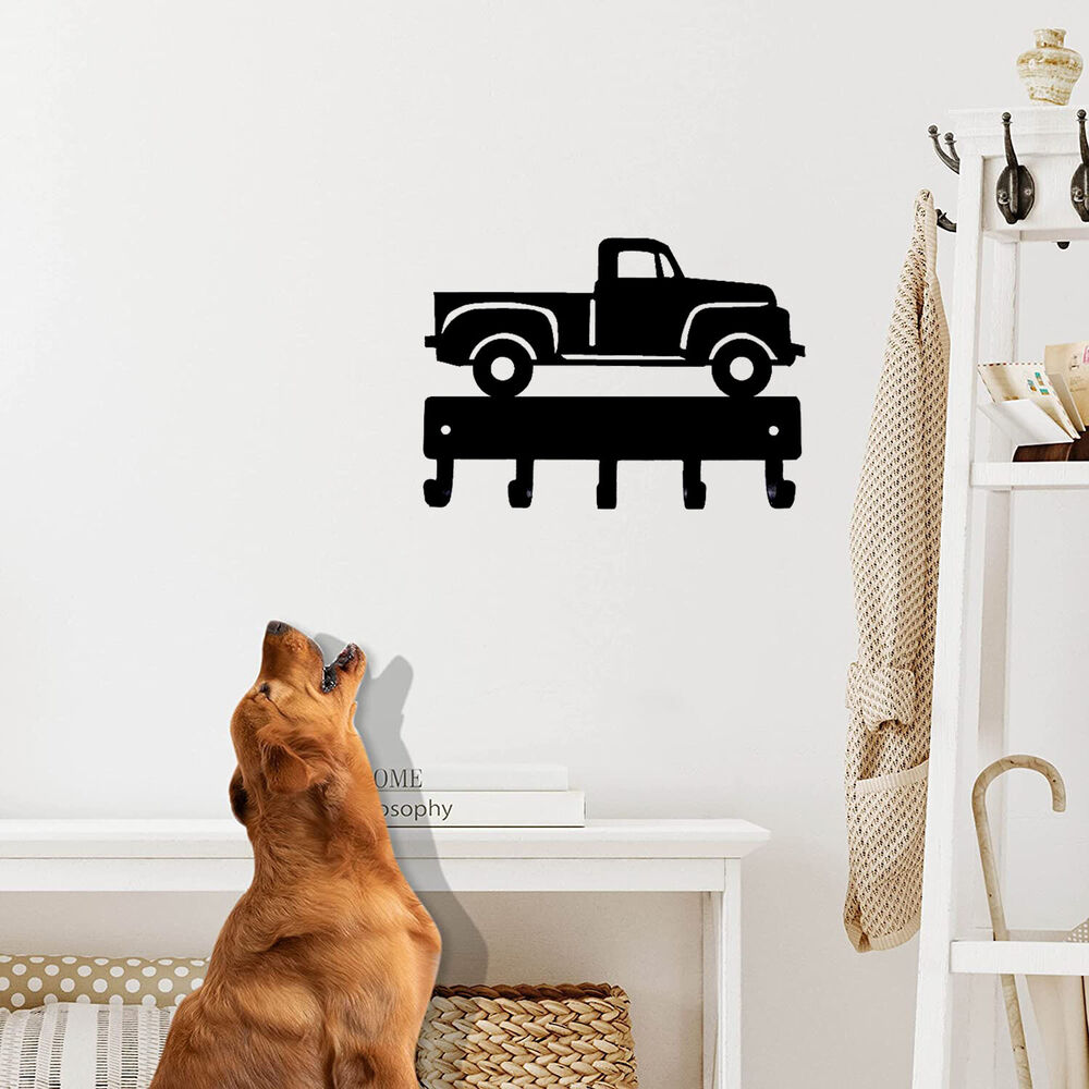 Vintage Pickup Truck Key Rack Hanger - 6 inch Wide Metal Wall Art