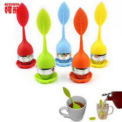 Tea Infusers Silicone Food-grade Stainless Steel Leaf Shape Tea Strainer Filter