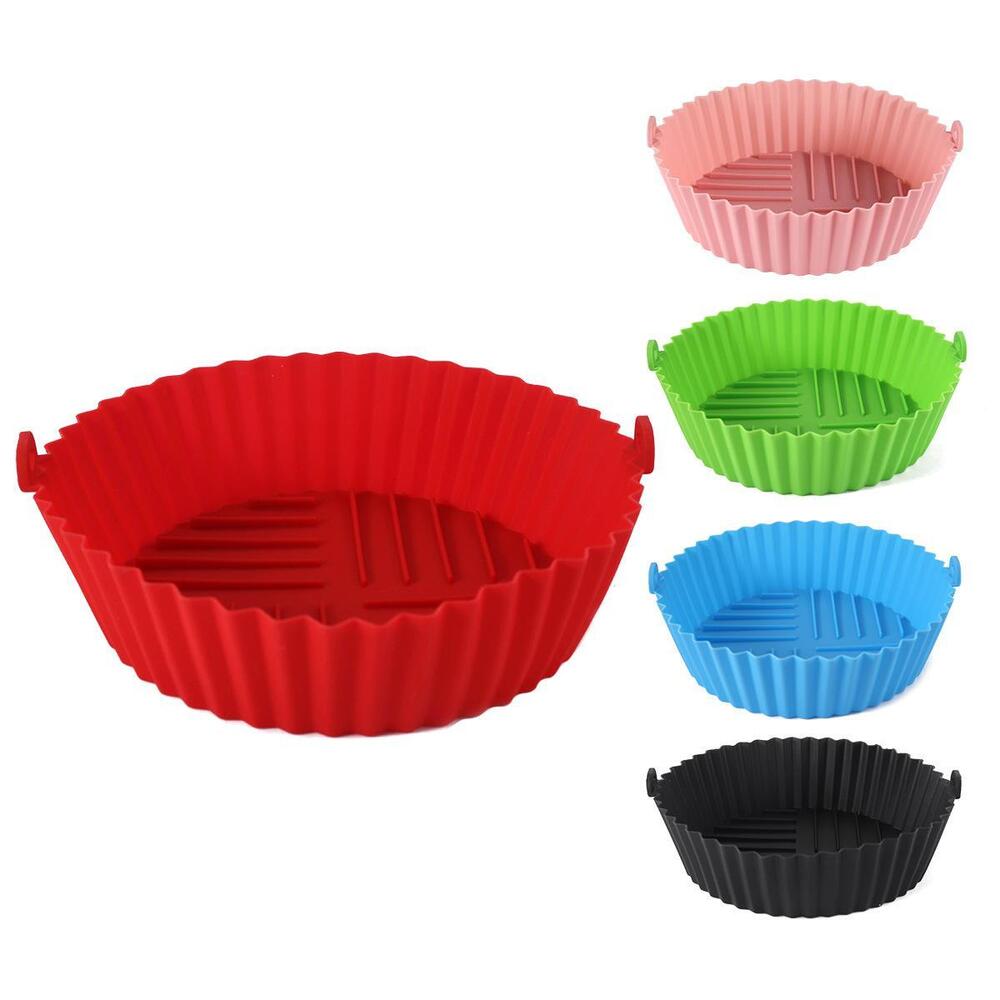 1pc Silicone Air Fryer Baking Tray Circular Foldable Food Grade High Temperature