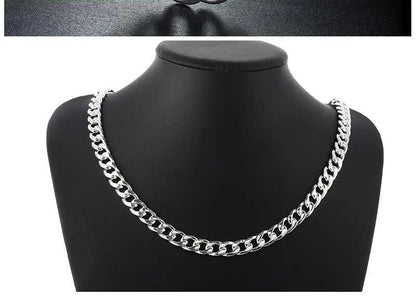 Cadena De Plata 925 Cadenas Gruesas 10 Mm Ancho Para Hombres Mujeres Collar 24