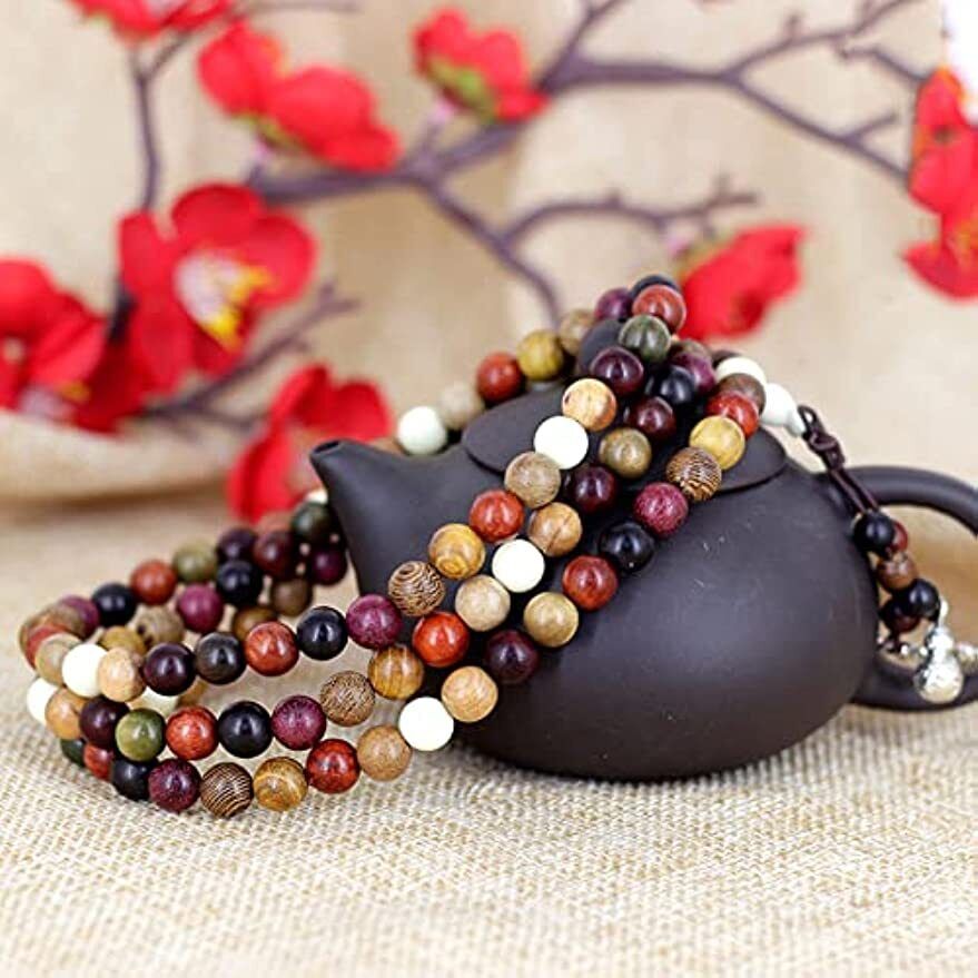 Wooden Beads Bracelet Tibetan Buddhist Mala prayer beads Necklace for Women Men