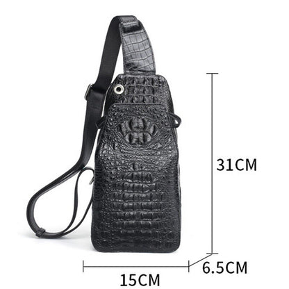 Handcrafted Nile Crocodile Skin Leather Mens Luxury Crossbody bag Sling Backpack