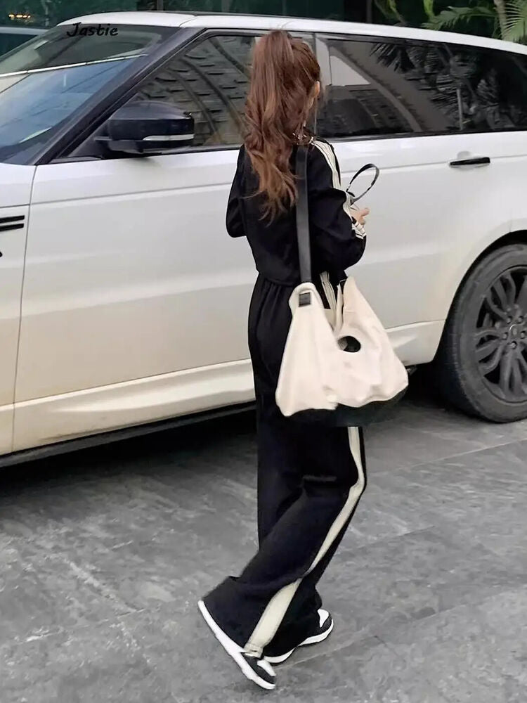 Coat Top+Wide Leg Pant Sets Trouser Women Tracksuit Sweatershirt Sporty Outfits
