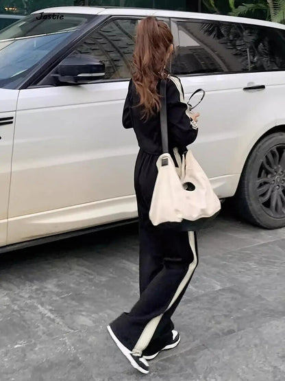 Coat Top+Wide Leg Pant Sets Trouser Women Tracksuit Sweatershirt Sporty Outfits