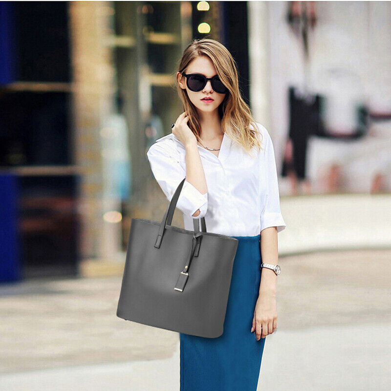Fashion Women PU Leather Satchel Tote Handbag Large Capacity Travel Shoulder Bag