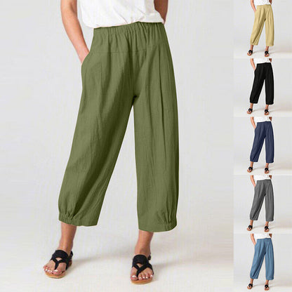 Womens Ladies Summer Harem Pants Elastic Waist Baggy Casual Trousers Pants