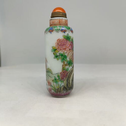 vintage chinese peking glass signed antique snuff bottle hand painted rooster