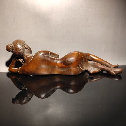 7"chinese carving beautifully carved women girl Figurines statue home decor wood