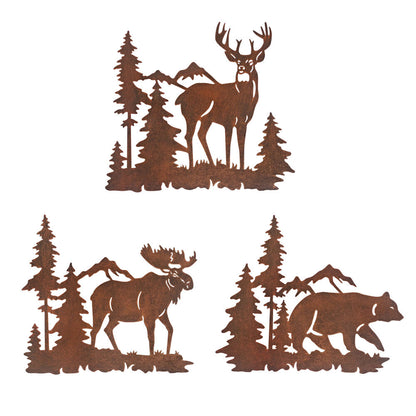 Deer Bear Moose In The Forest Pine Tree, Set Of 3 Concise Decoration Hanging