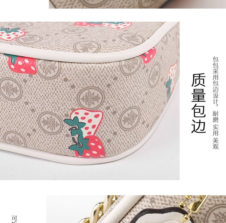 Mini Shoulder Bag Half Moon Underarm Pouch Strawberry Purse 20*5*12 CM Polyester