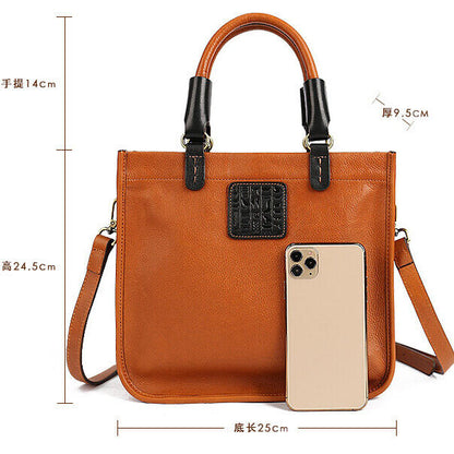 Womens 100% Genuine Leather Retro Handbag Cowhide Leather Crossbody Shoulder Bag