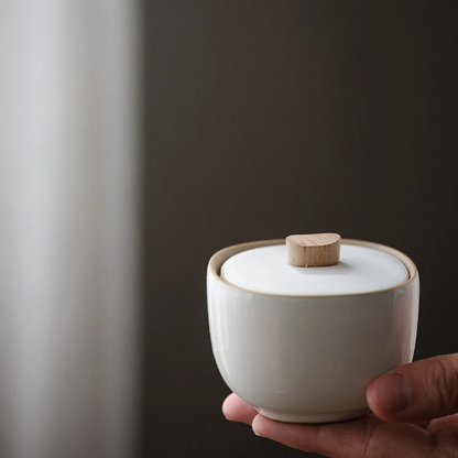 White Ceramic Tea Canisters Chinese Loose Tea Storage for Tea
