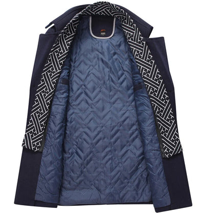 Men's Woolen Coats Turn Down Collar Warm Outerwear Casual Wool Coat Men